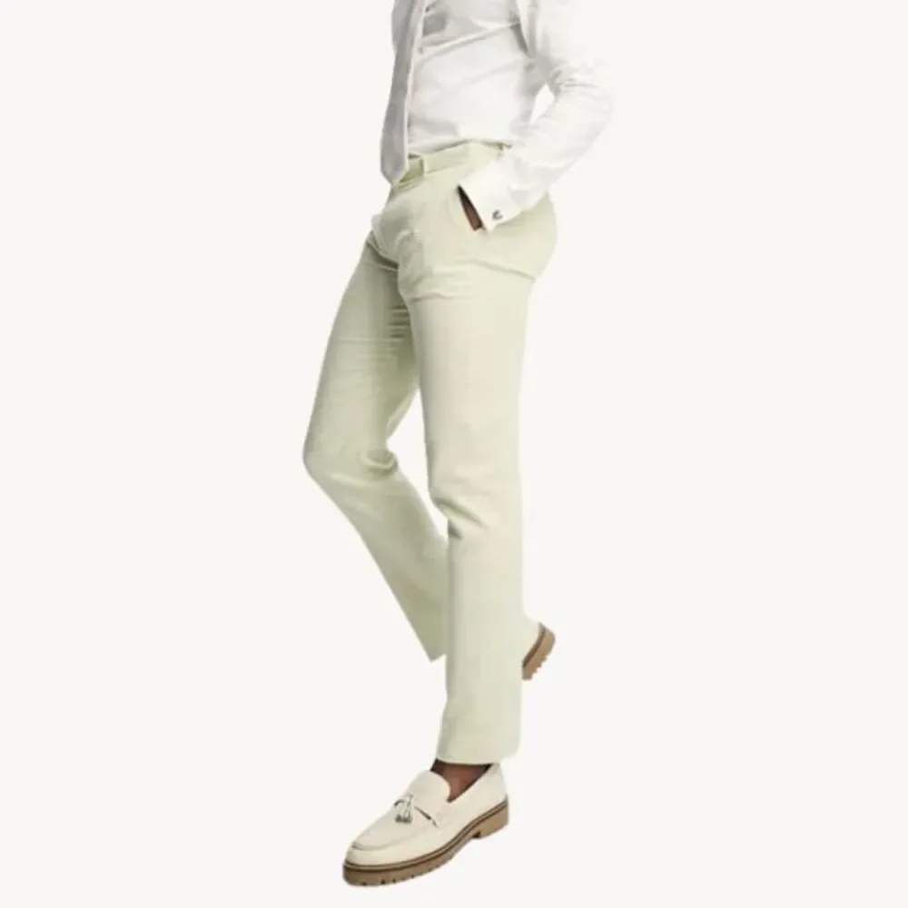 ASOS Design Sz 30 Super Skinny Suit Pant In Puppytooth Check Linen Green Stretch